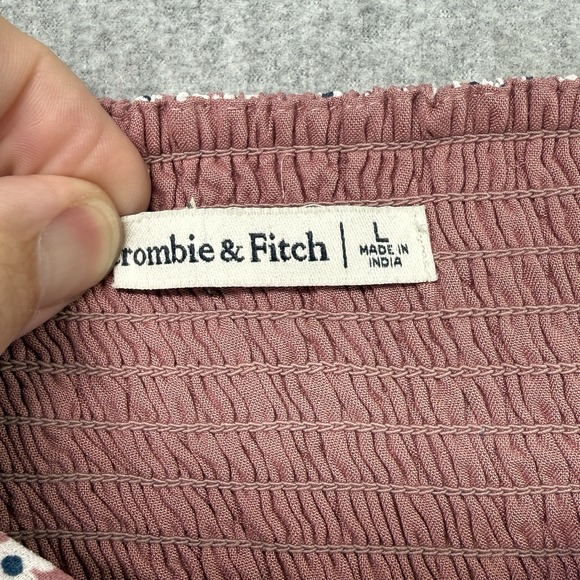 Abercrombie & Fitch Floral Mini Dress L Pink White Ditsy Ruffle‎ Hem - Picture 4 of 11